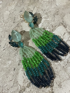 Brinco tassel verde degrade banho ouro 18k - comprar online
