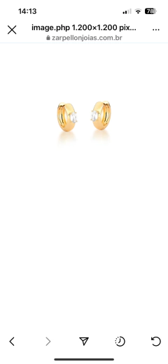 Brinco Argola Zircônia Oval cristal Banhada a Ouro