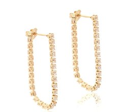 Brinco riviera zircônia branca banhado a ouro 18k - loja online