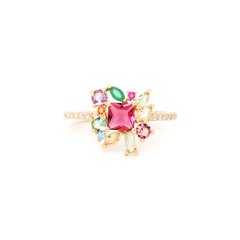 Conjunto Cristal turmalina rosa banhado a ouro 18k - loja online