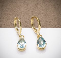 Brinco pingente pedras banhada a ouro 18k