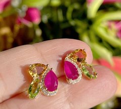 Imagem do Brinco cristal banhado a ouro 18k