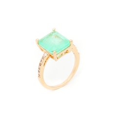 Anel esmeralda colombiana banhado a ouro 18k - comprar online