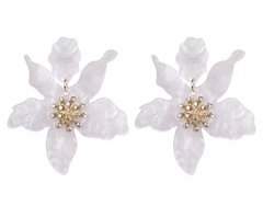 Brinco flor grande resina - Ananogueirasemijoias