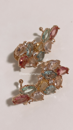 Brinco ear cuff navetes coloridas