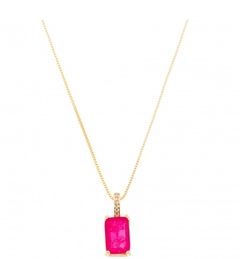 colar pink colorido banho ouro 18k
