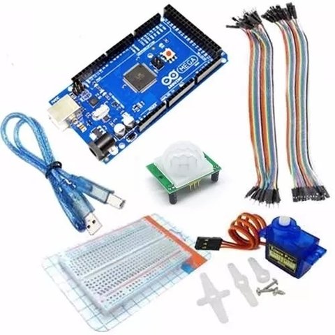 Kit Arduino Mega 2560 Pir Servo Cables Protoboard