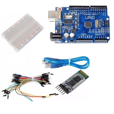 Kit Arduino Uno R3 Protoboard Bluetooth 65 Cables M M