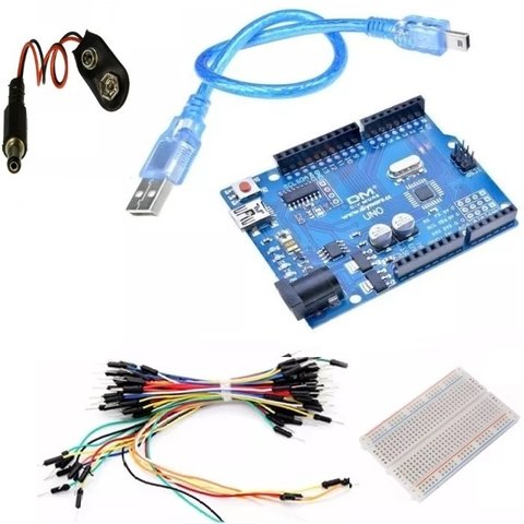 Kit Arduino Uno R3 + Proto 400 + 65 Cables + Alimentacion 9V
