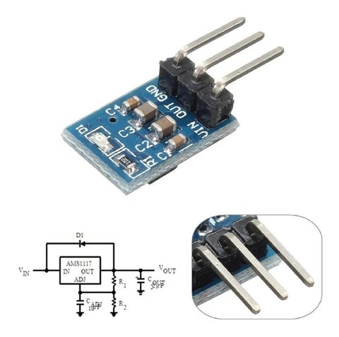 Pack 5 x Modulo Alimentación 5v A 3v3 800ma Ams1117