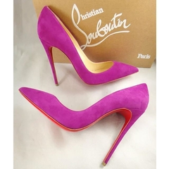 Scarpin roxo salto 12cm sola vermelha Suede - comprar online