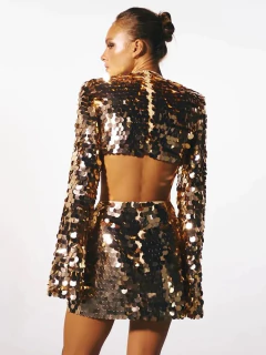 Vestido curto dourado lantejoulas - comprar online