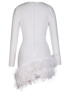 Imagem do Vestido manga longo bandage com barra em plumas