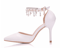 Sapato branco noiva com strass e pérolas - comprar online