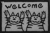 Tapete Capacho Personalizado Welcome Gatos - Prata E Preto