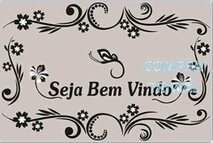 Tapete Seja Bem Vindo - Floral Fundo Preto - loja online