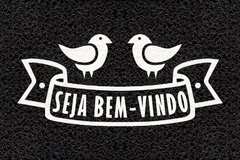 Tapete Capacho Personalizado Bem Vindo Casal Passarinhos