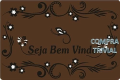 Tapete Seja Bem Vindo - Floral Fundo Preto - Compra Trivial