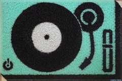 Tapete Capacho Personalizado Vitrola Toca Disco Lp Bege - Compra Trivial