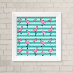 Quadro Casa Flamingos