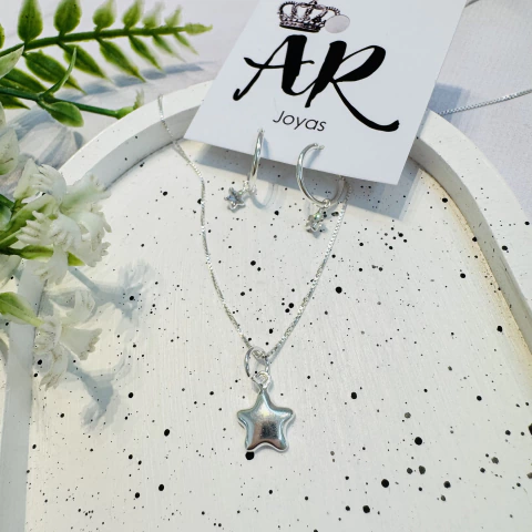 Conjunto Cadena + Argollas Estrella