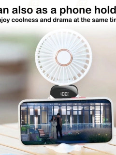 Imagen de Ventilador De Mano Portátil Recargable Con Pantalla Digital