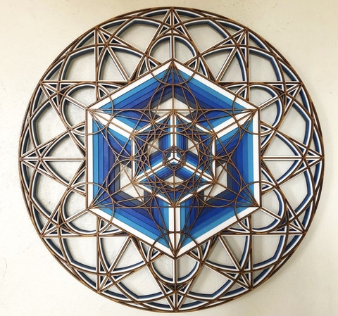 The Metatron Cube (Blue, White and Varnish Gradient)