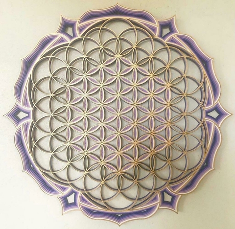 Flower of Life (Violet, White and Golden Gradient)