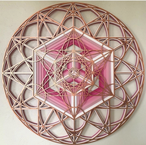 The Metatron Cube (Pink, White and Copper Gradient)