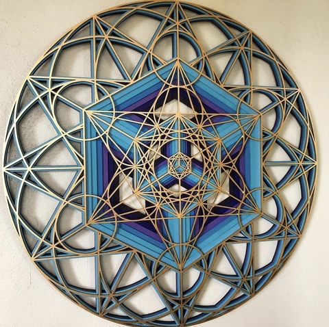 The Metatron Cube (Violet, Blue and Golden Gradient)