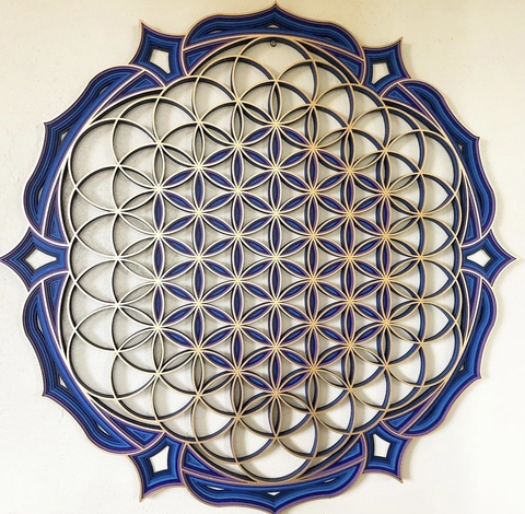 Flower of Life (Blue, Violet and Golden Gradient)