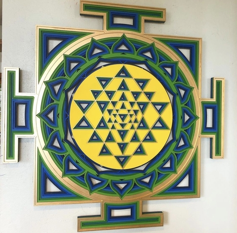 Shri Yantra (Blue, Green, Yellow and Golden Gradient)