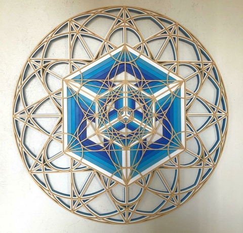 The Metatron Cube (Blue, White and Bamboo Gradient)