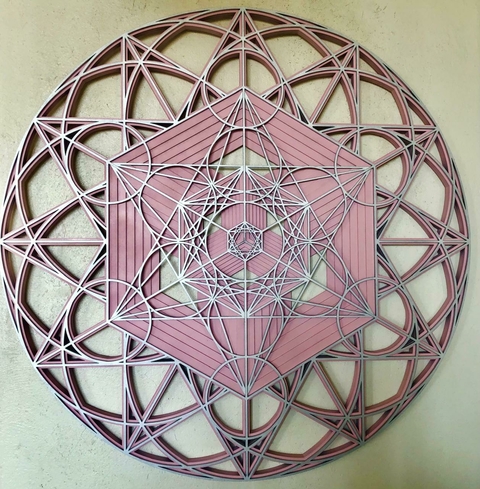 The Metatron Cube (Light Pink and Silver)