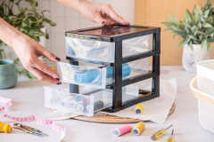 Caja Contenedora Negra Organizadora 3 Cajones 22x15x19 Cm en internet