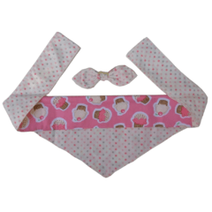 Kit Bandana Dupla Face + Laço - Cupkace / Poá - comprar online