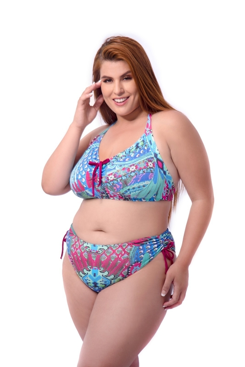 Biquíni Azul Regulável sem Bojo Plus Size