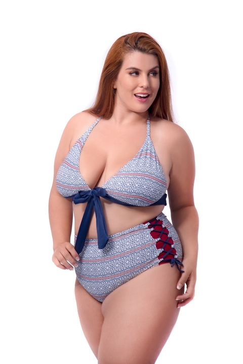 Biquíni Hot Pants Dupla Face Plus Size Navy