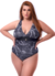 Maiô Floral Preto e Branco sem Bojo Plus Size