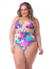 Maiô Cortininha sem Bojo Tie Dye Pink Plus Size