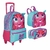 Mochila Rodinhas Infantil Any Malu Lancheira e Estojo Kit