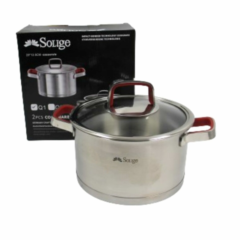 Panela Caçarola 28x16.5cm Inox Fundo Triplo Premium Solige