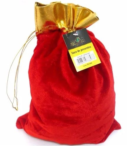 Saco De Presente De Aveludado Veludo Natal Papai Noel