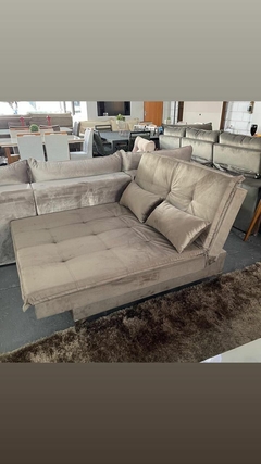 Sofá que vira Cama e Chaise Tecido Suede na internet