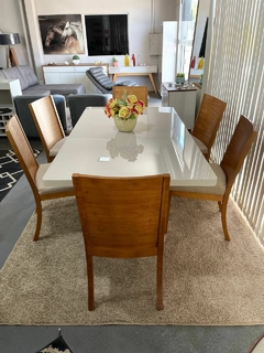 Mesa Dallas Off White com 6 cadeiras Ello na internet