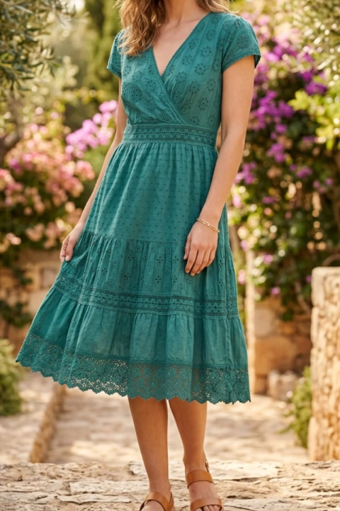 VESTIDO INDIANO MIDI ALGODÃO