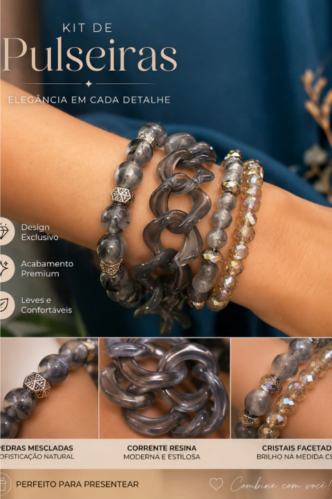 KIT DE PULSEIRAS FEMININAS-4 PEÇAS