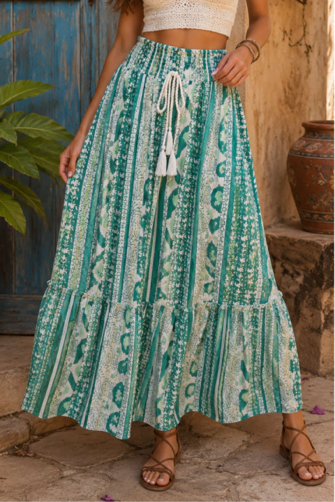 SAIA LONGA ESTAMPADA EM VISCOSE