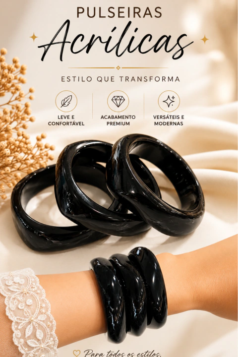 BRACELETE EM ACRÍLICO PREMIUM