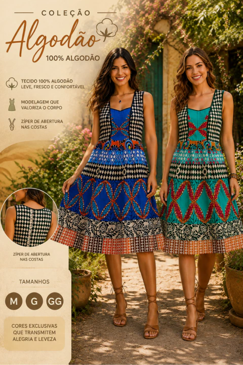 VESTIDO INDIANO CURTO ESTAMPADO